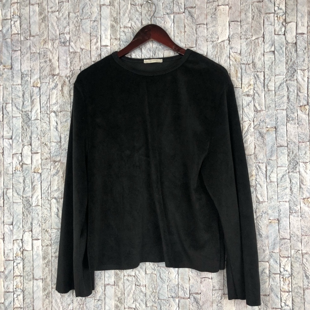 Zara Black Velour Long  Sleeve Top
